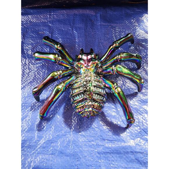 Spider Bug Halloween Decoration Decor 9" Black Iridescent Metal Heavy Weighted - Picture 4 of 4